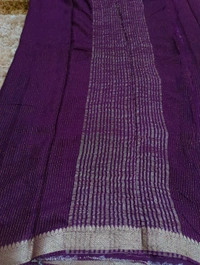 Pure Chinnon With Bandhej Blouse  - Purple