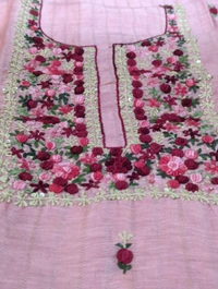 Pure Handloom Lenin Silk Unstitched Suit  - Sundown