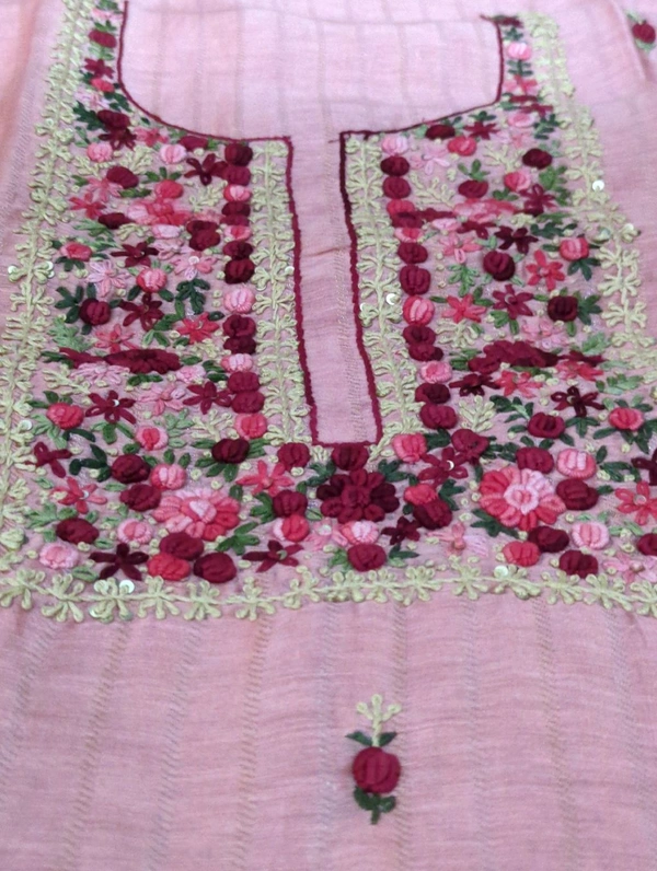Pure Handloom Lenin Silk Unstitched Suit  - Sundown