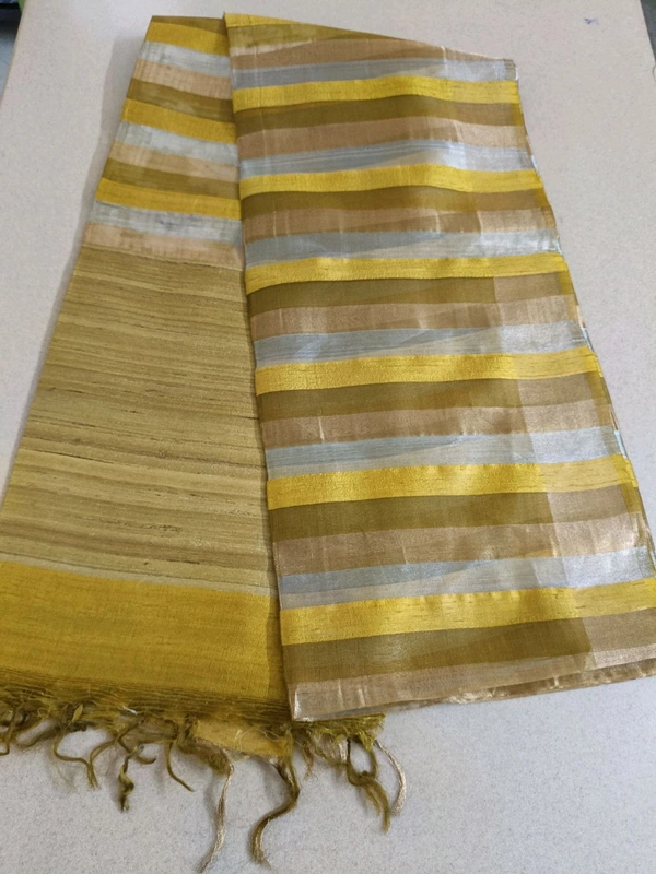Pure Handloom Tissue  Tusser  - Gold
