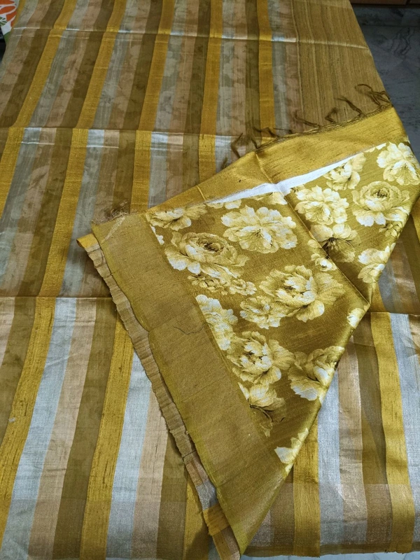 Pure Handloom Tissue  Tusser  - Gold