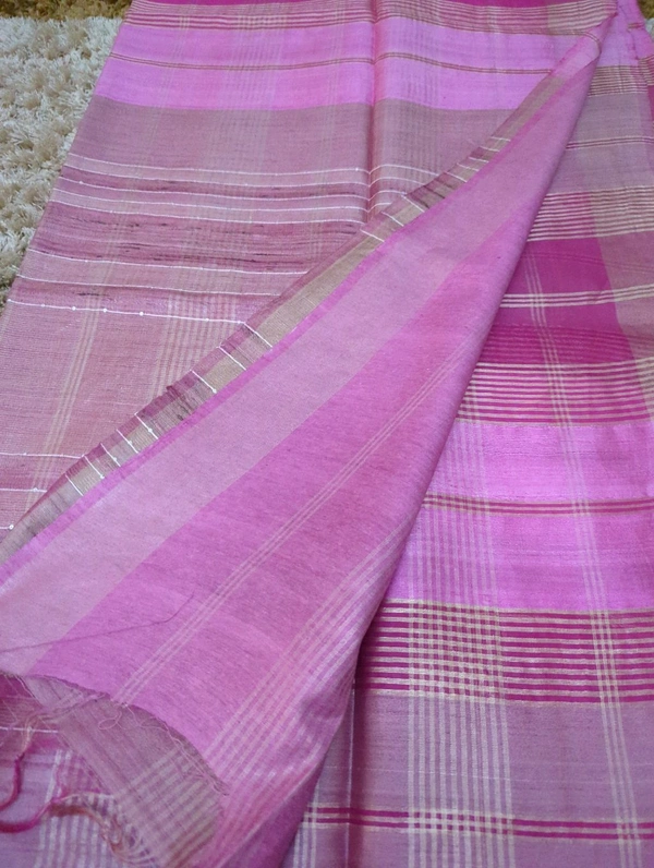 Pure Handloom Tusser Kora - Blush Pink