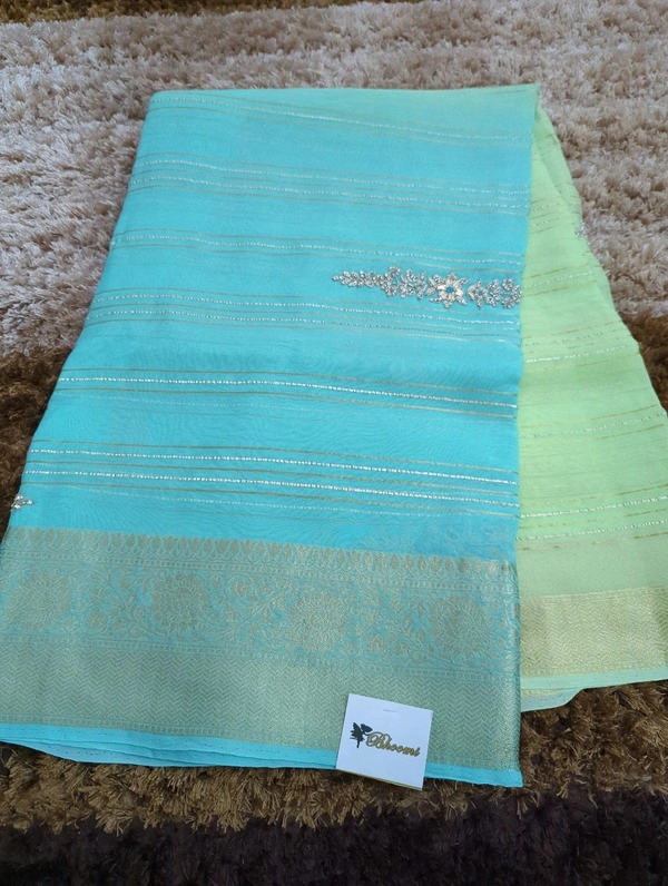 Pure Organza Handwork - sky blue