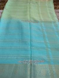 Pure Organza Handwork - sky blue