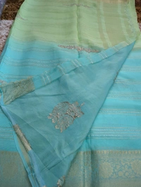 Pure Organza Handwork - sky blue