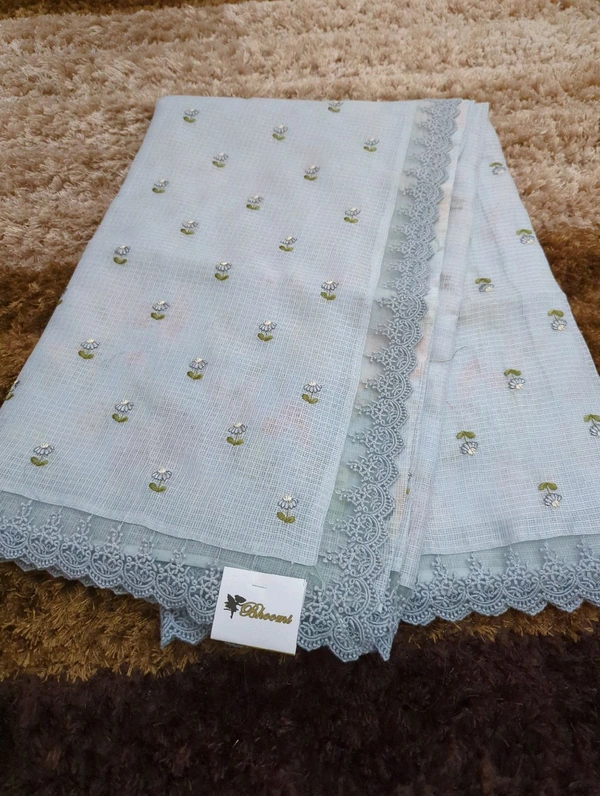 Designer Kota Embroidery  - Gray