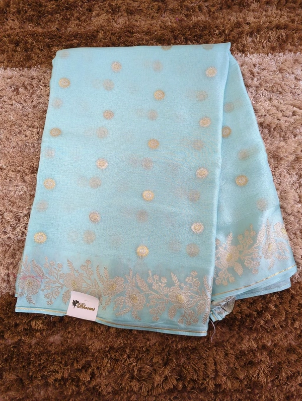 Pure Kota Mushru Weaving  - sky blue