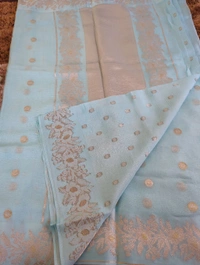 Pure Kota Mushru Weaving  - sky blue