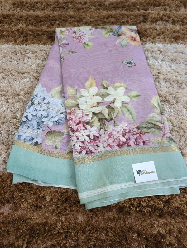 Pure Handloom Chanderi Pattu Digital  - green