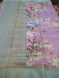 Pure Handloom Chanderi Pattu Digital  - green