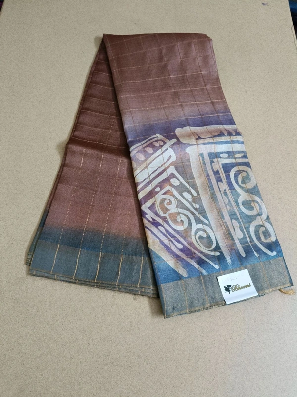 Pure Handloom Tusser Checks  - Rodeo Dust