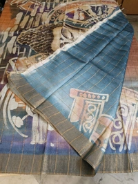 Pure Handloom Tusser Checks  - Rodeo Dust