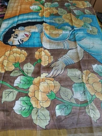 Pure Handloom Tusser Checks  - Sinbad