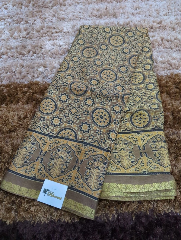 Pure Chinnon Ajarakh - yellow