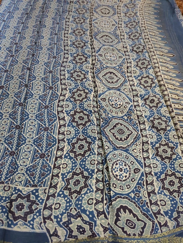Pure Chinnon Ajarakh - blue