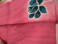 Pure Handloom Tusser Block Print  - Tickle Me Pink