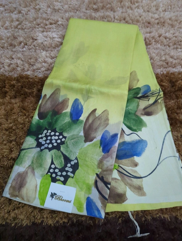 Pure Handloom Tusser Block Print  - green