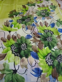 Pure Handloom Tusser Block Print  - green