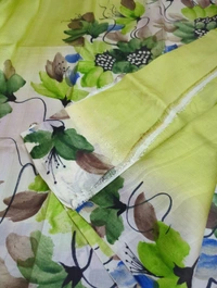 Pure Handloom Tusser Block Print  - green