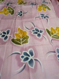 Pure Handloom Tusser Block Print  - Pink