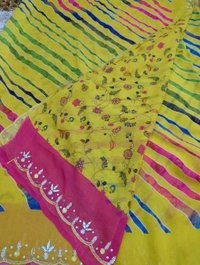 Pure Georgette With Handwork  - Yellow