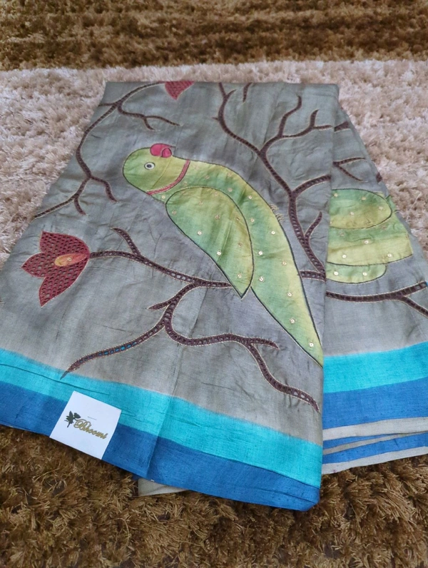 Pure Handloom Tusser Designer  - Cactus