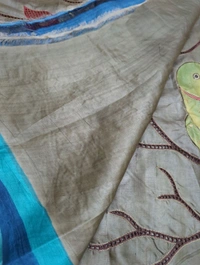 Pure Handloom Tusser Designer  - Cactus