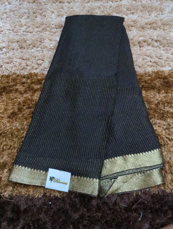 Pure Chinnon With Bandhej Blouse  - Black