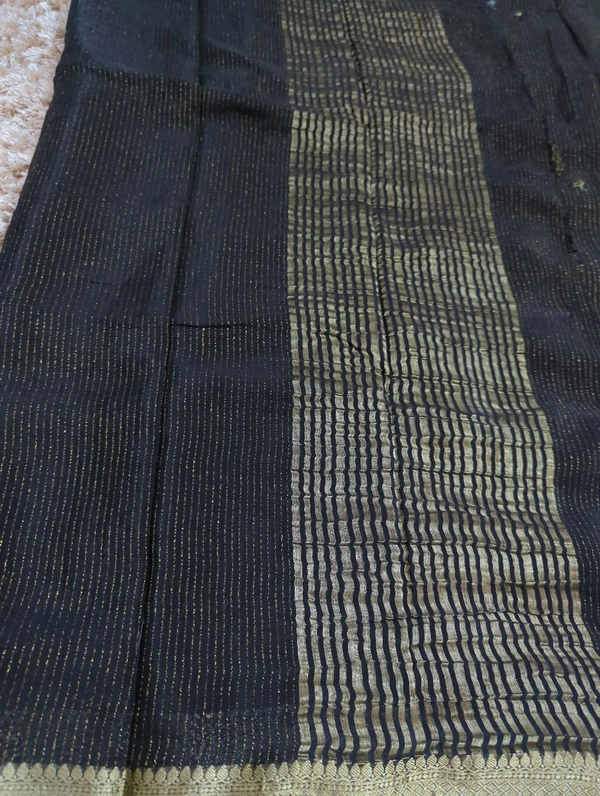 Pure Chinnon With Bandhej Blouse  - Black