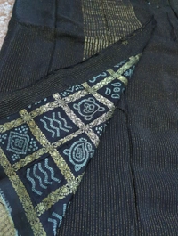 Pure Chinnon With Bandhej Blouse  - Black