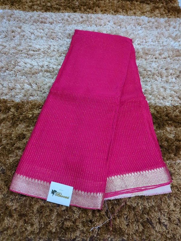Pure Chinnon With Bandhej Blouse  - Wild Watermelon