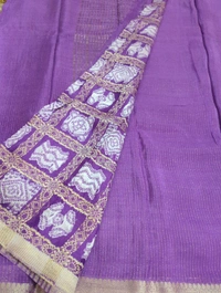 Pure Chinnon With Bandhej Blouse  - Electric Violet