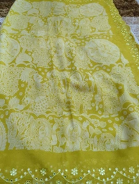 Pure Georgette Mirror Work  - Buddha Gold