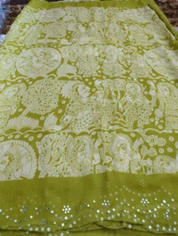 Pure Georgette Mirror Work  - green