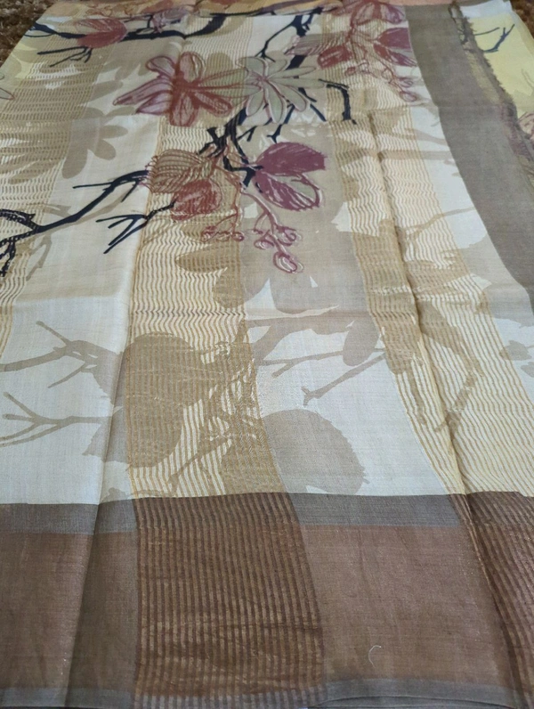 Pure Handloom Tusser Digital  - yellow