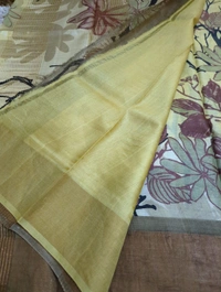Pure Handloom Tusser Digital  - yellow