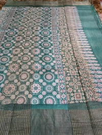 Pure Handloom Tusser Digital  - teal