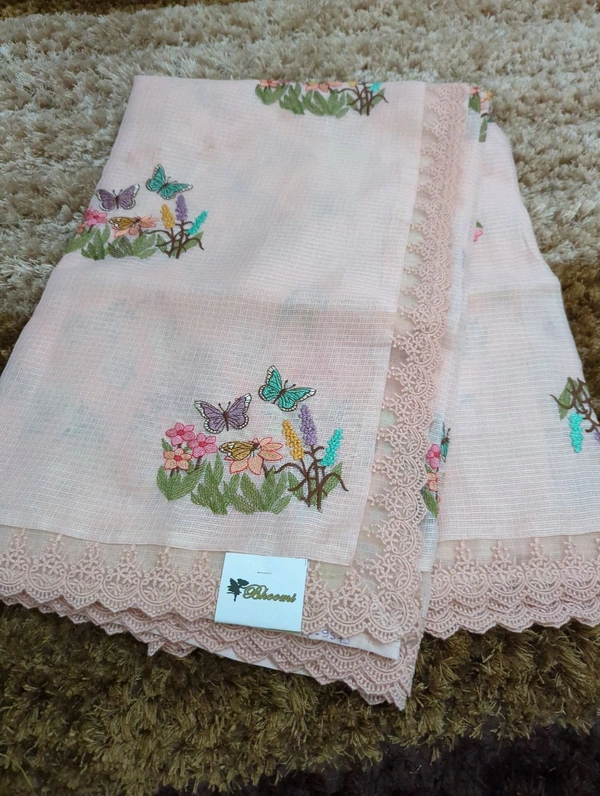 Designer Kota Work - Peach Orange