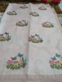 Designer Kota Work - Peach Orange
