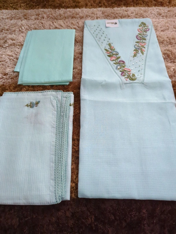 Pure Kota 3 Piece Material  - sky blue