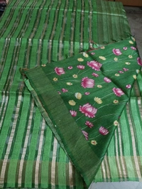 Pure Handloom Tissue  Tusser  - Green