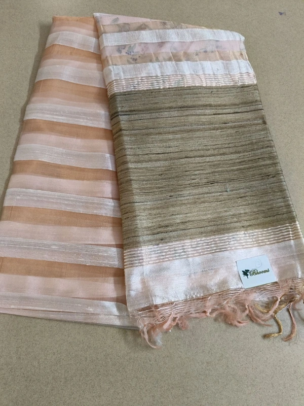 Pure Handloom Tissue  Tusser  - Pink light