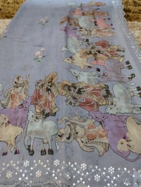 Pure Georgette Mirror Work - blue