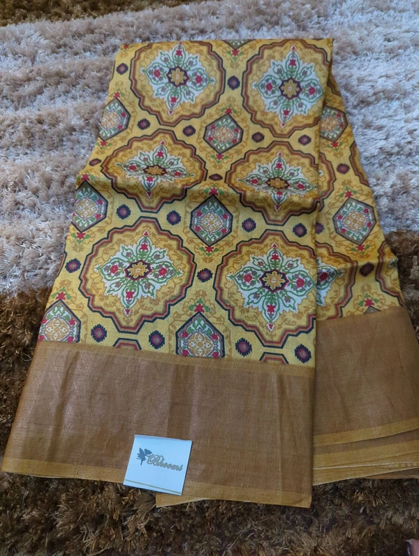Pure Handloom Tusser Digital - Gold