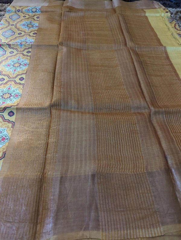 Pure Handloom Tusser Digital - Gold