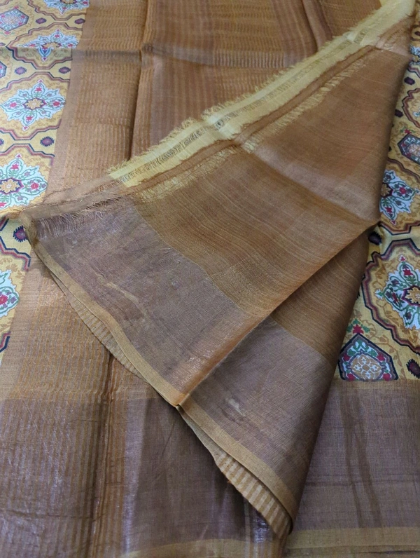 Pure Handloom Tusser Digital - Gold