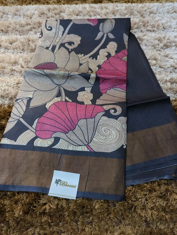 Pure Handloom Tusser Digital  - Black