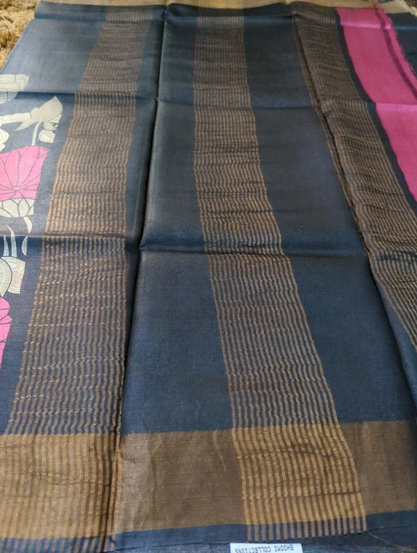 Pure Handloom Tusser Digital  - Black