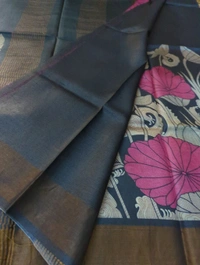 Pure Handloom Tusser Digital  - Black