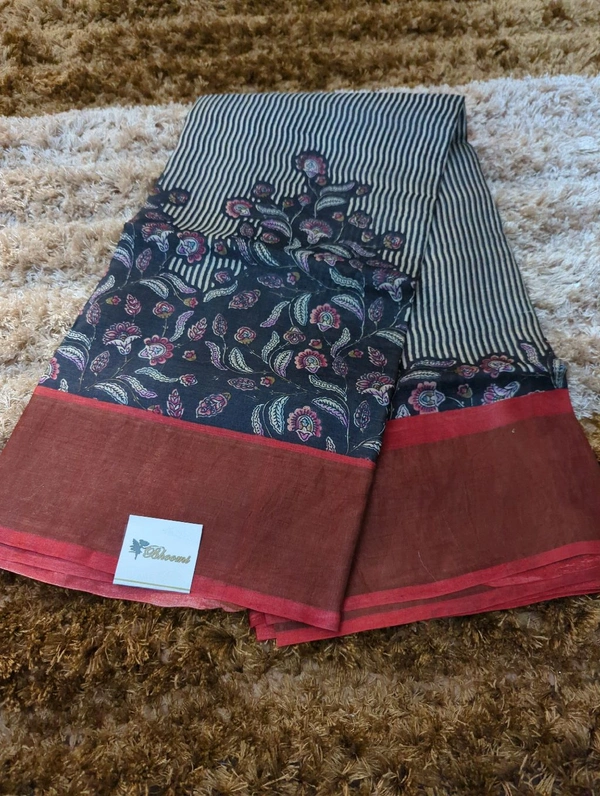 Pure Handloom Tusser Digital  - Black